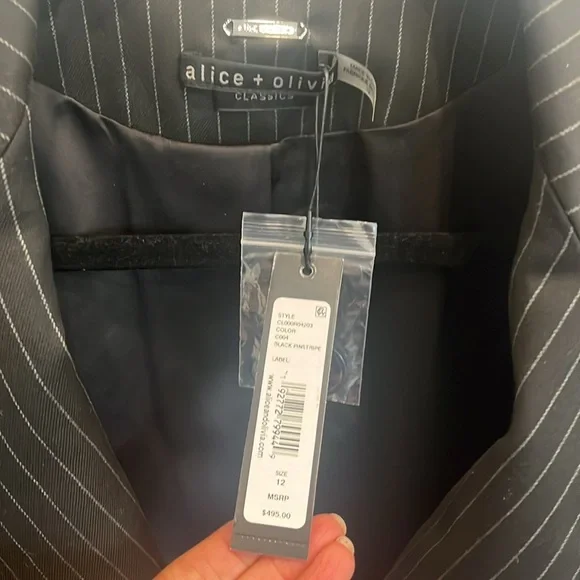 ALICE + OLIVIA Maya Cropped Pinstrip Jacket